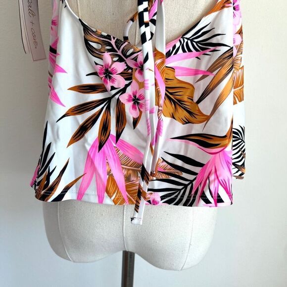 Salt + Cove Tropic Time V-Wire Tankini Top Tropical Print Size S - Picture 10 of 11